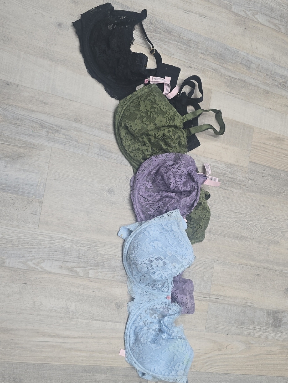 Victoria's Secret Lace Bra Set — Black, Olive, Lavender, Light Blue